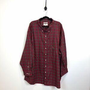 Men's Oak Hill Size 5XL Wrinkle Free Red Paid Button Down Shirt Cotton